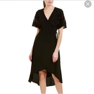 ASTR the Label. Black wrap high low dress.